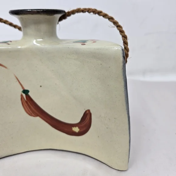 Japenese Okinawa Ceramic Showa Period Awamori Sake Hip Flask Dachibin Handmade - Picture 10 of 16